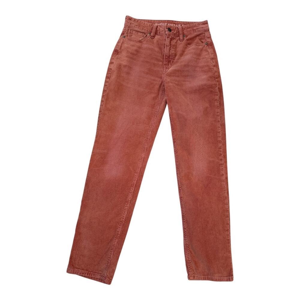 American Eagle Women's Size 2 Brick Red Mom Straight Jean‎ Stretch Corduroy